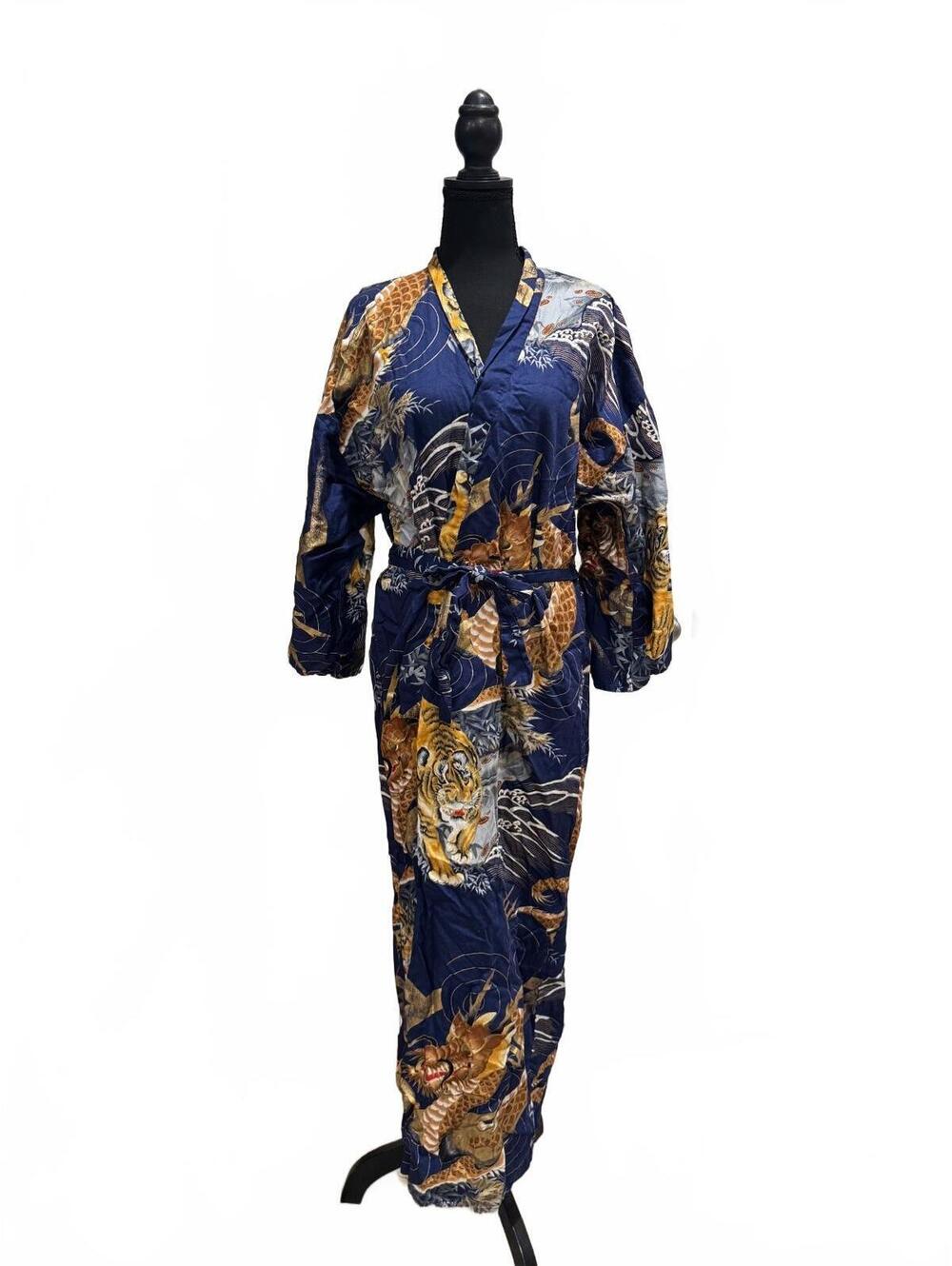 Vintage FP in Tokyo Cotton Kimono Robe with Tiger and Dragon